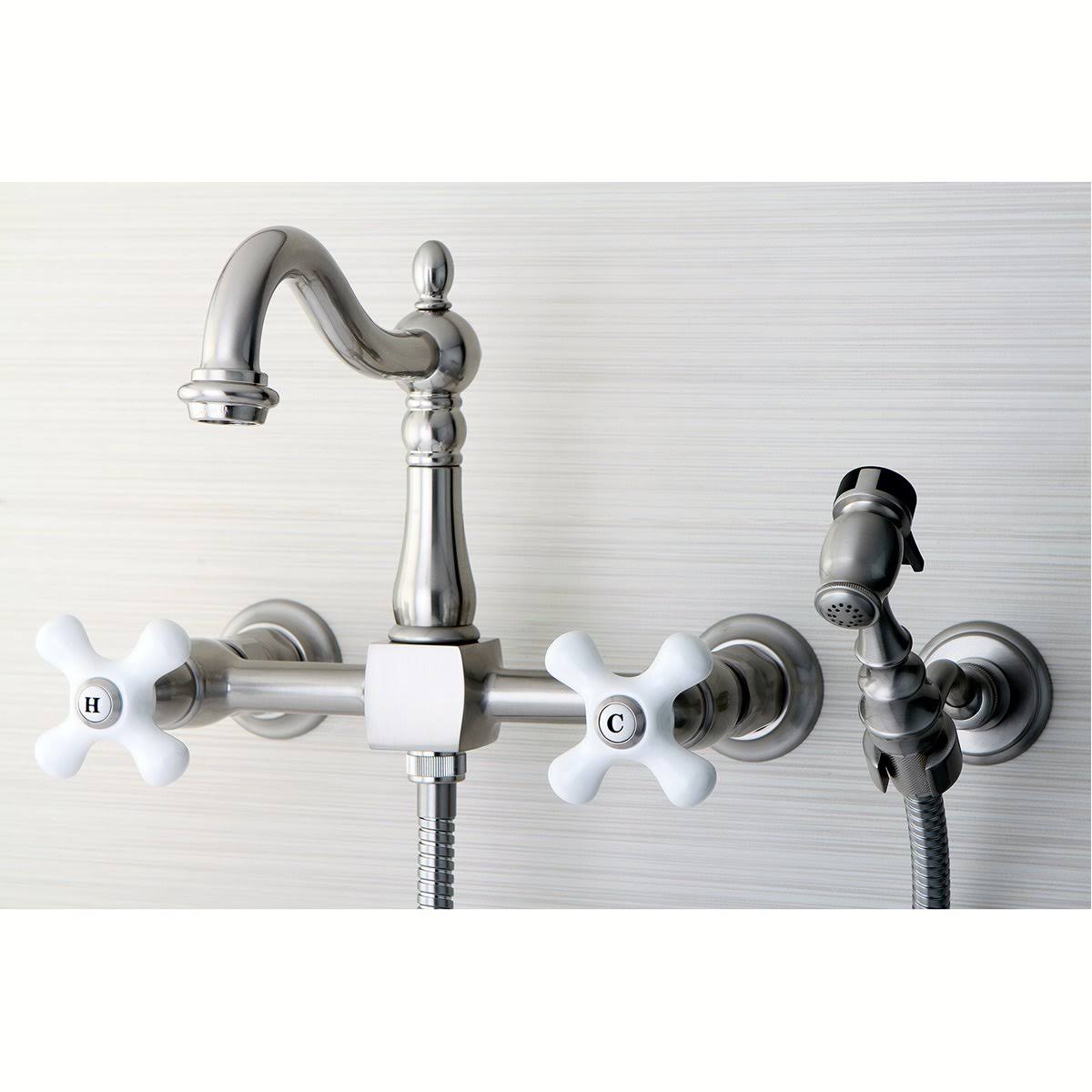 Oil Rubbed Bronze Wall Mount Kitchen Faucet with Brass Sprayer R737129