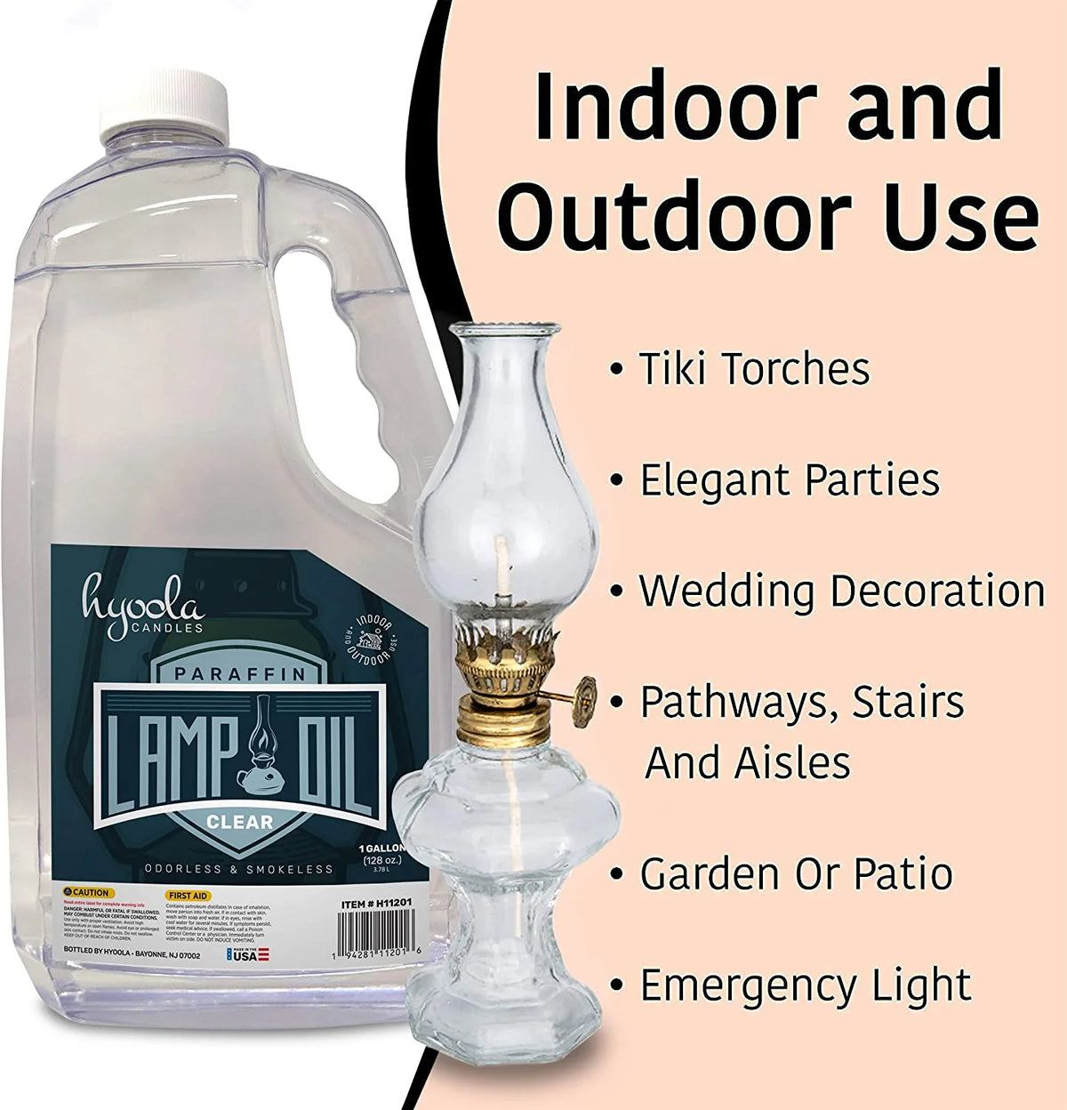 Clean Smokeless Liquid Paraffin Lamp Oil, Clear, 1 Gallon S81468