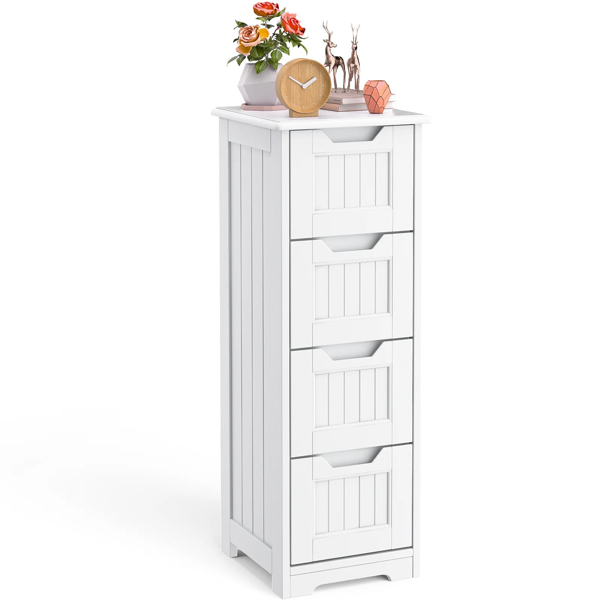 White 4 Drawer Bathroom Floor Cabinet T670