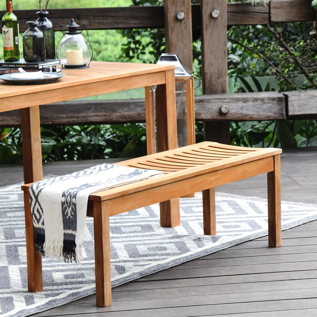Solid Teak Wood Outdoor Backless Bench C64597