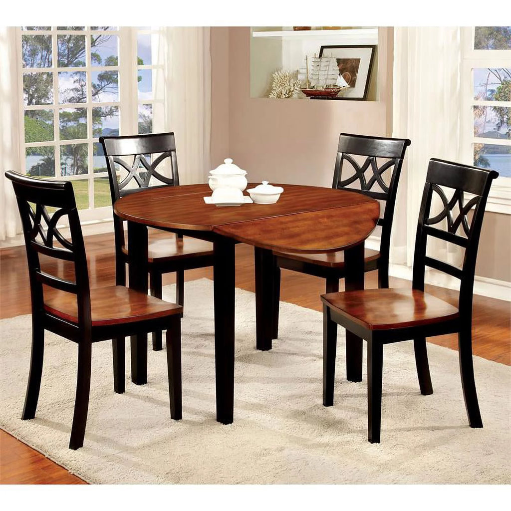 Black and Cherry Wood Dining Chair Set of 2 T7965