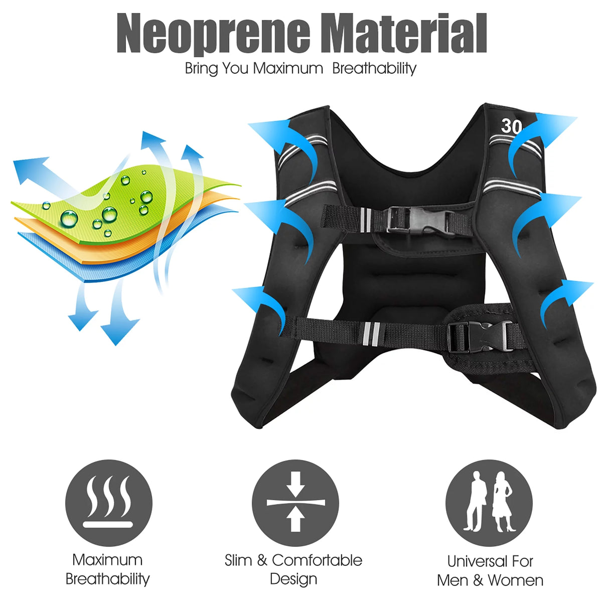 30LBS Adjustable Weighted Vest P3277