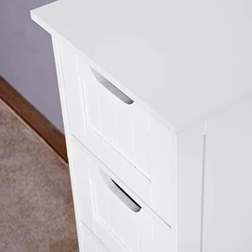 Narrow Bathroom Floor Cabinet with 4 Drawers White Q403815