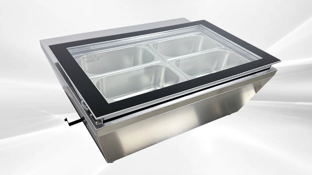 4 pan Countertop Gelato Ice Cream Display V74362