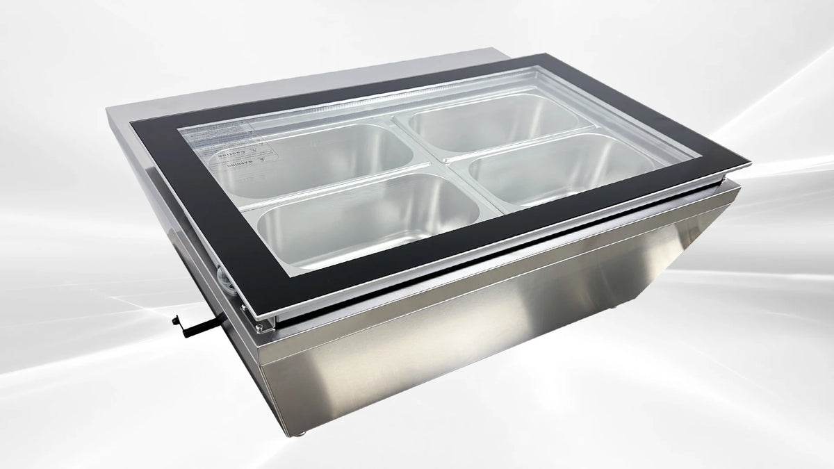 4 pan Countertop Gelato Ice Cream Display V74362