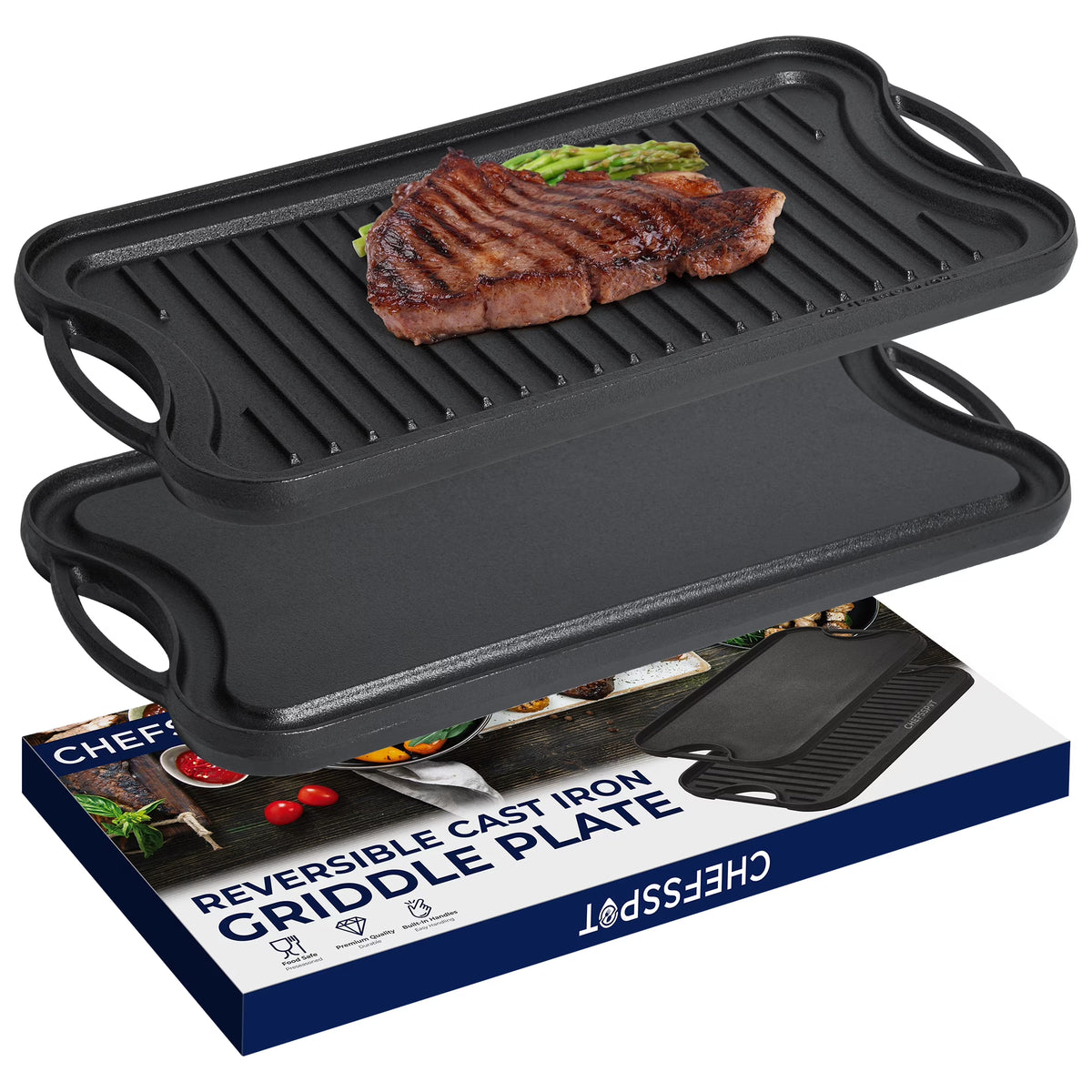 Preseasoned Cast Iron Reversible Griddle Plate Pan S198832