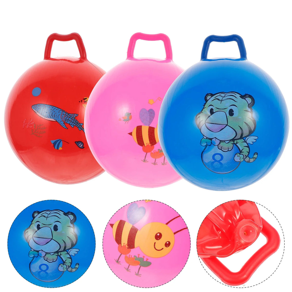 3Pcs Inflatable Hopper Balls with Handle L62486