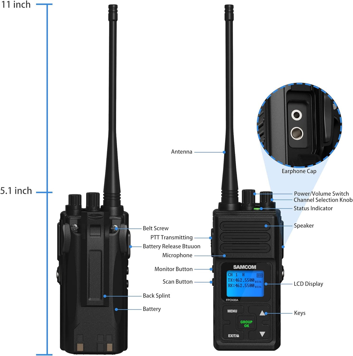 6 Pcs UHF Two Way Radio with Charger Base B660