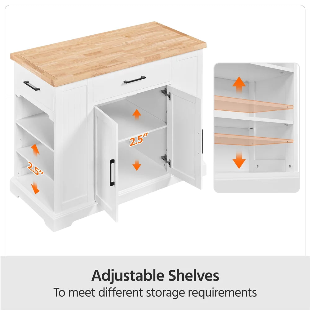 White Wooden Kitchen Island Storage Cabinet with Drawer R780657