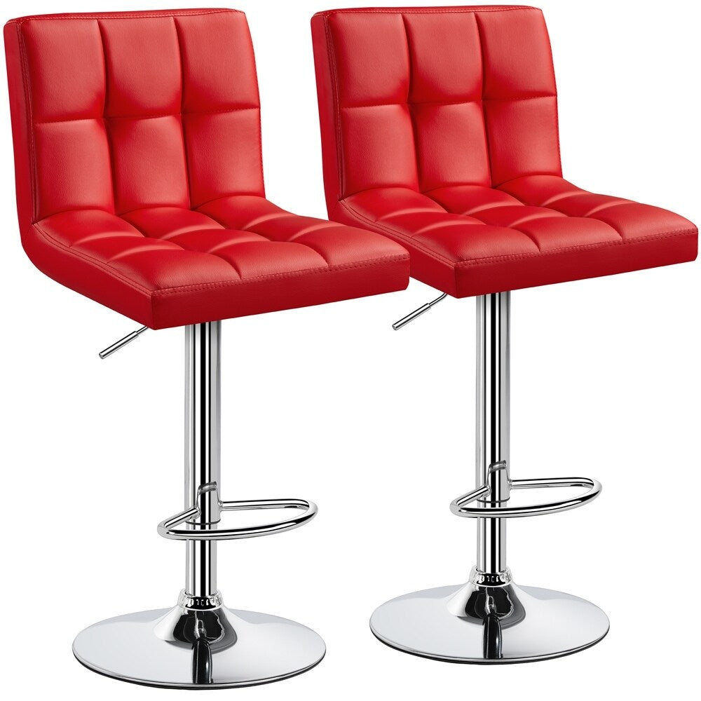 Red Faux Leather Swivel Bar Chairs P380166