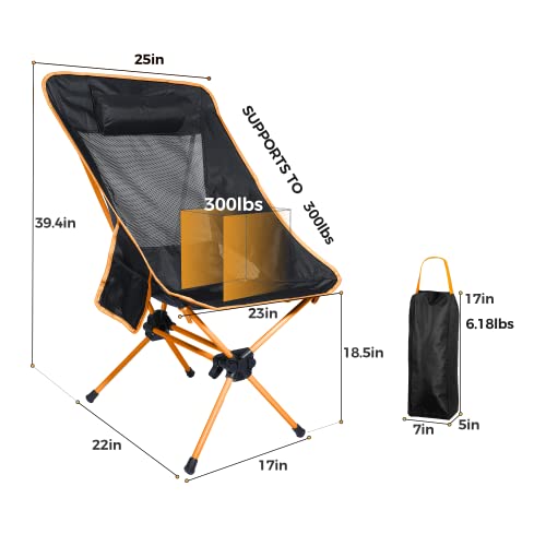 Compact Folding High Back Camping Chair with 2 Side Pockets Black/Gray C8907