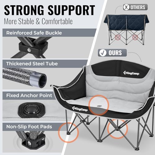 XL Oversized 2 Person Padded Folding Camping Chair V156727