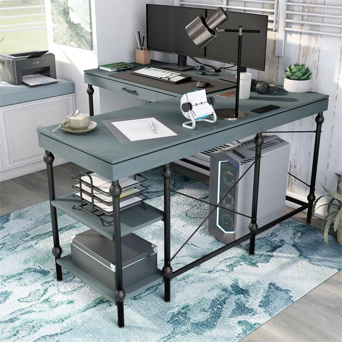 L-shaped Wooden Desk K14561