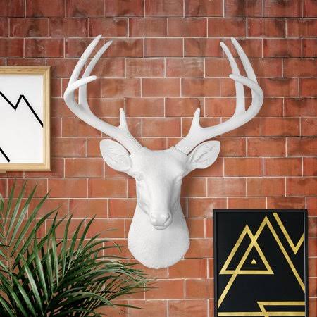 Large White Deer Head, 21 inch I86305