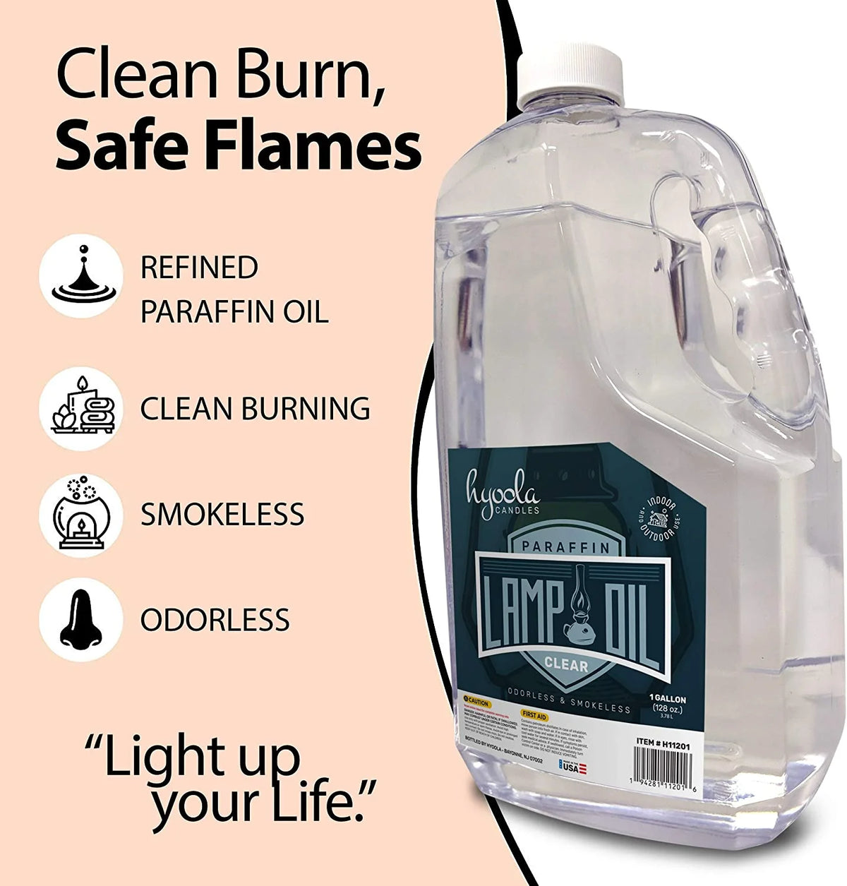 Clean Smokeless Liquid Paraffin Lamp Oil, Clear, 1 Gallon S81468