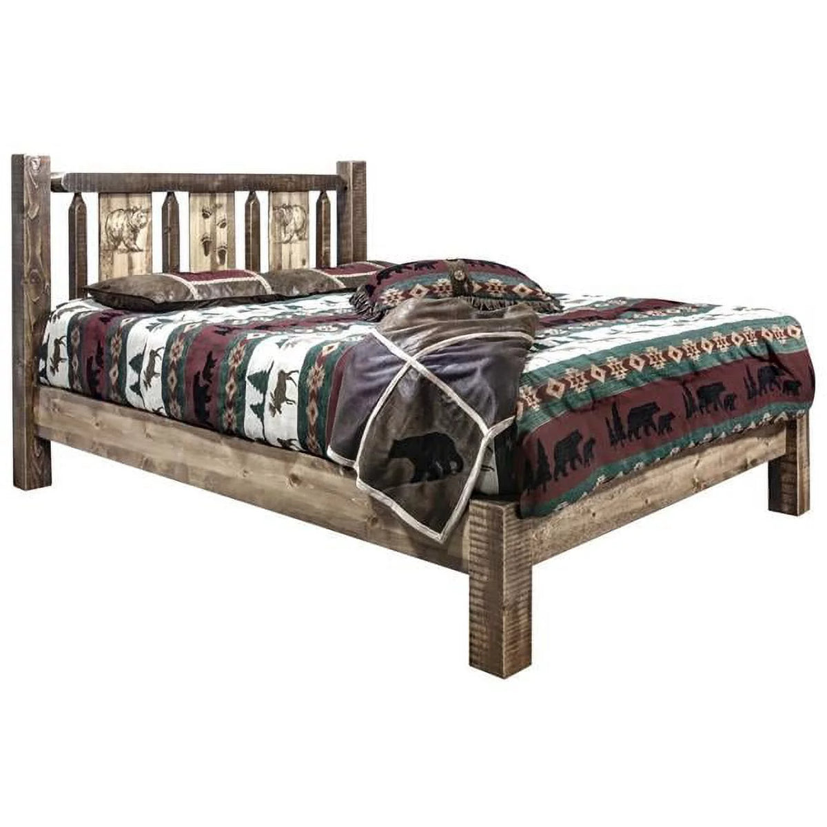 Platform Bed with Bear Design Full Size B11484