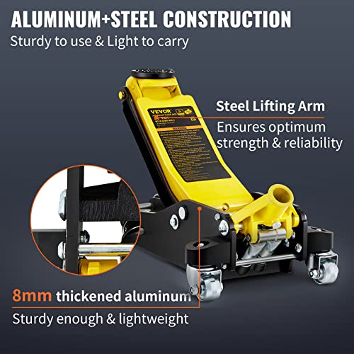 3 Ton Low Profile Aluminum Steel Racing Floor Jack with Dual Pistons Quick Lift Pump Y670