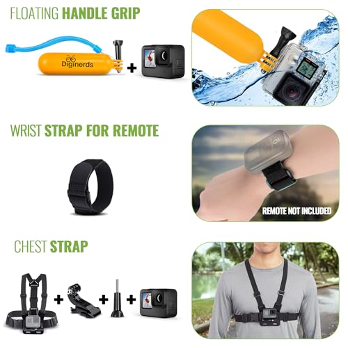 Black Waterproof Action Camera with 5.3K HDR Video, 27MP Photos, Stabilization + 64GB Card & 50 Piece Accessory Kit B45881
