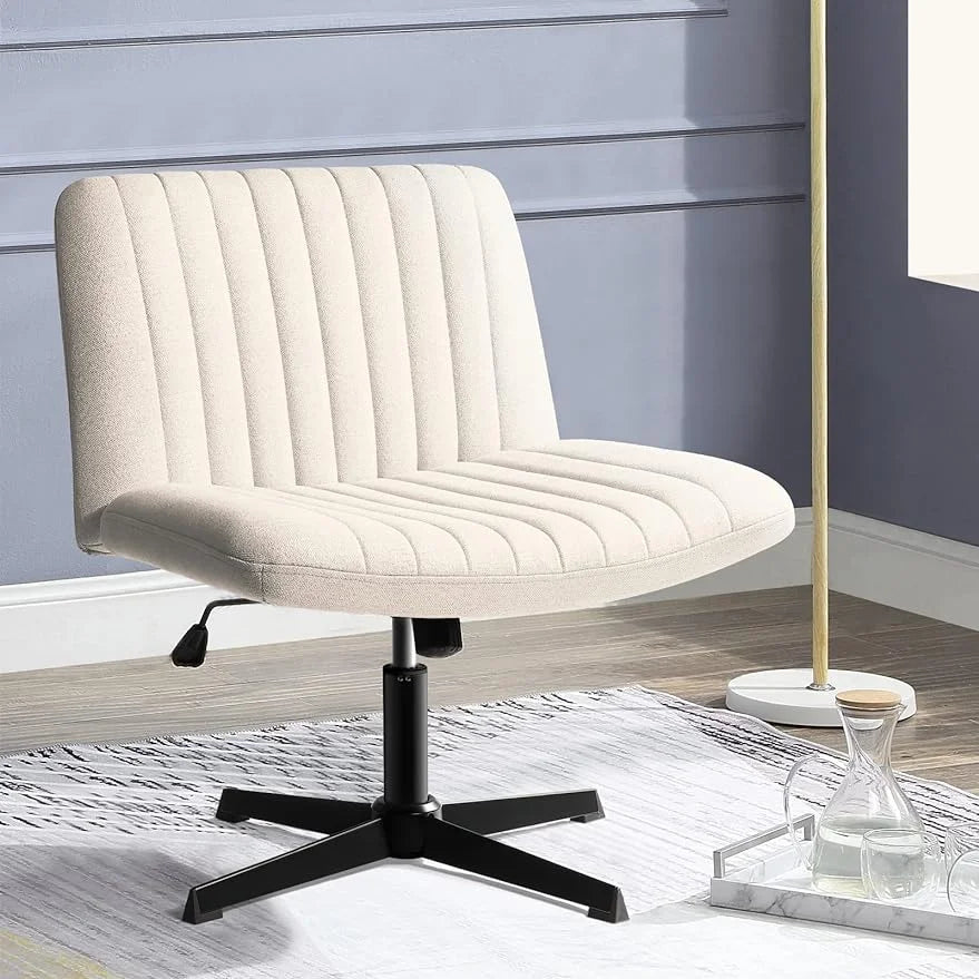 Armless Cross Legged Fabric Padded Swivel Height Adjustable Office Desk Chair F123213