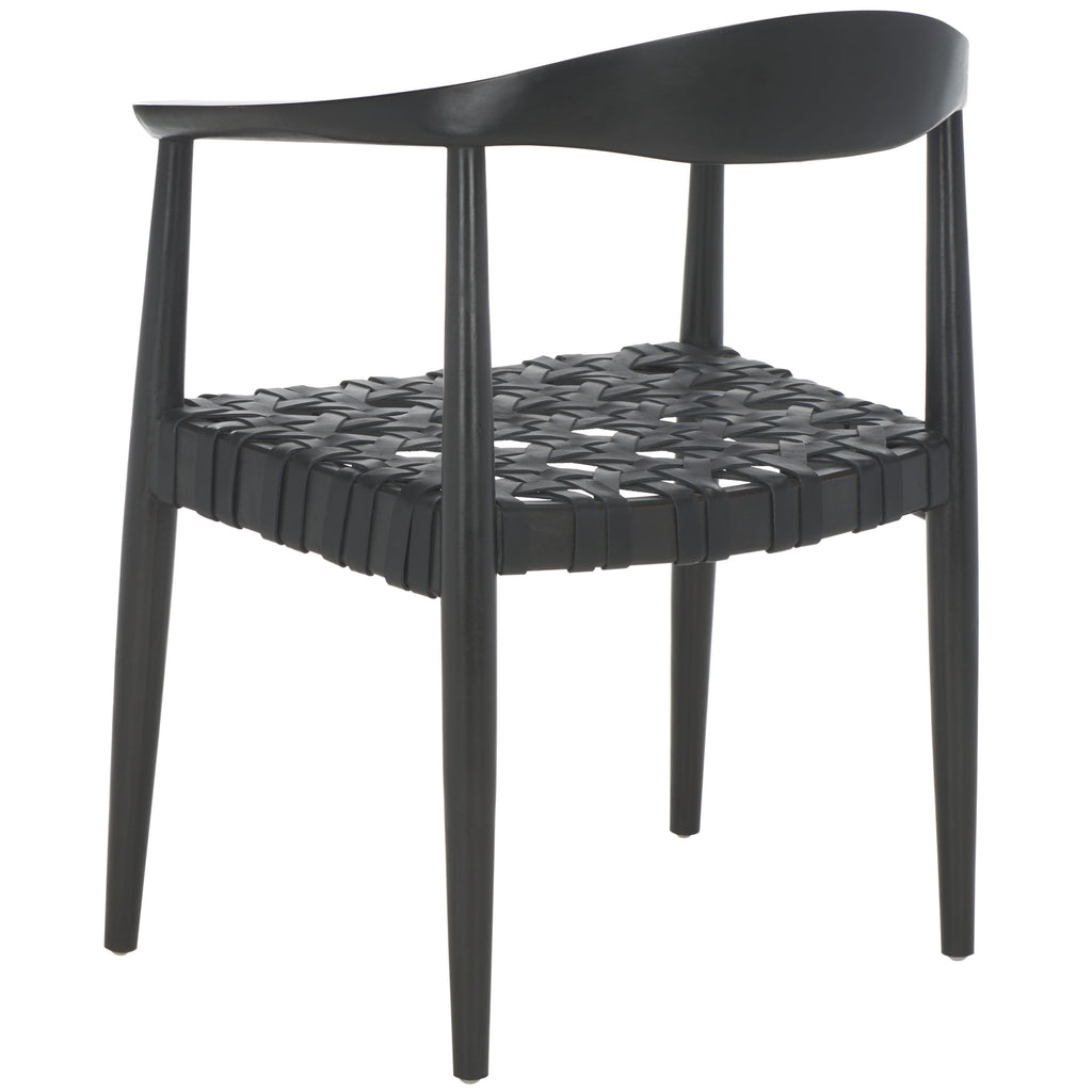 Black Leather Woven Accent Chairs F1143