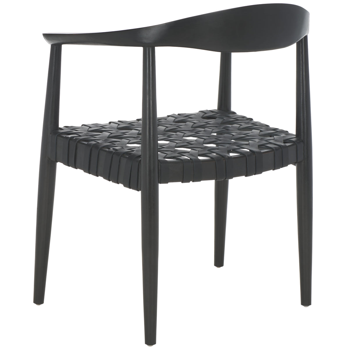 Black Leather Woven Accent Chairs F1143