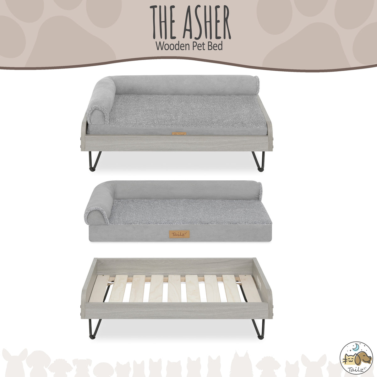 Wooden Pet Bed with Mattress B470888