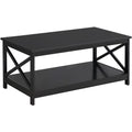 Wooden Rectangle Coffee Table with Storage Shelf L266
