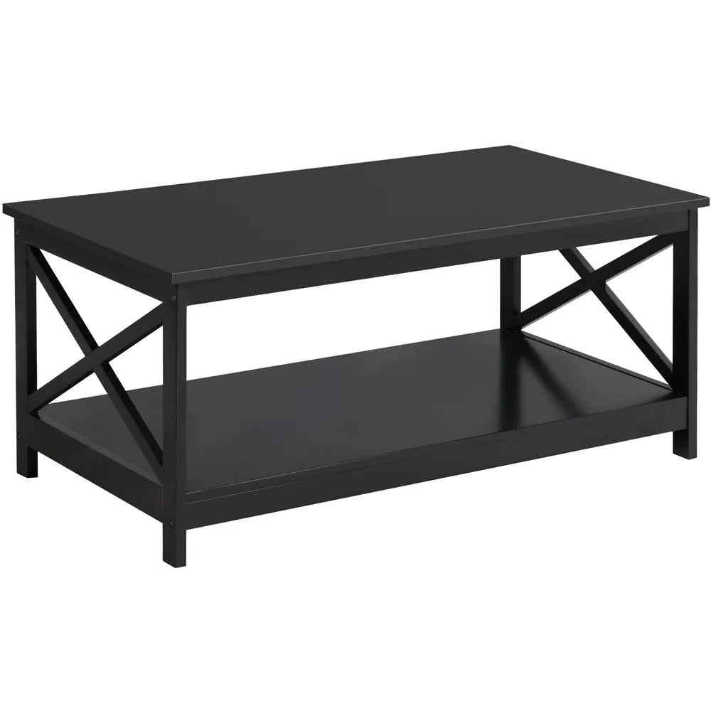 Wooden Rectangle Coffee Table with Storage Shelf L266