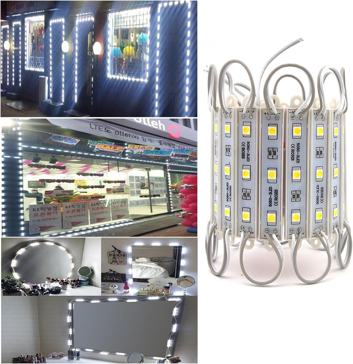 LED Storefront Lights, 80 Pieces Waterproof LED Light Module, 4 Set 5050 SMD LED Module (White Light) Pack of 2 W483349