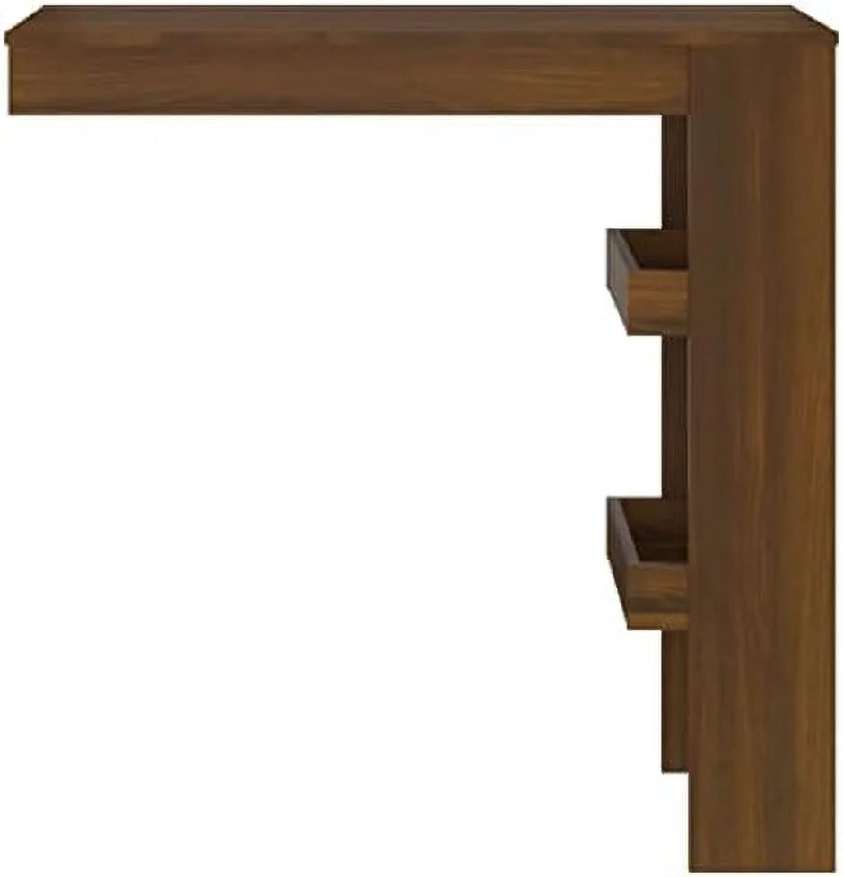 Black Engineered Wood Wall Table with Compartments U1926