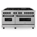 60 Inch Dual Fuel Range in Stainless Steel with Matte Black Accents T660
