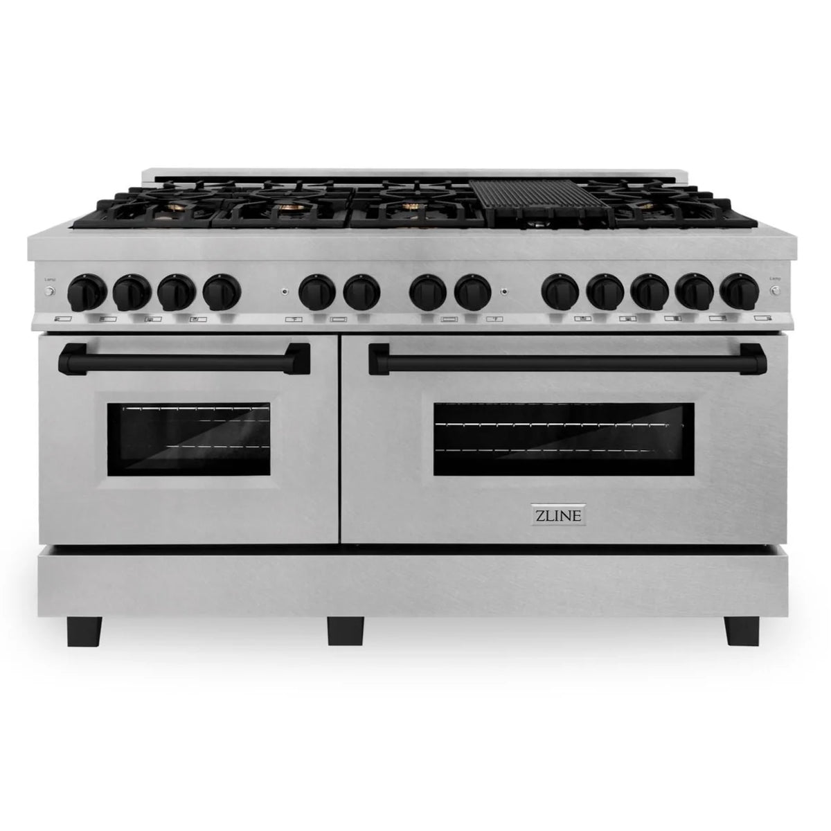 60 Inch Dual Fuel Range in Stainless Steel with Matte Black Accents T660