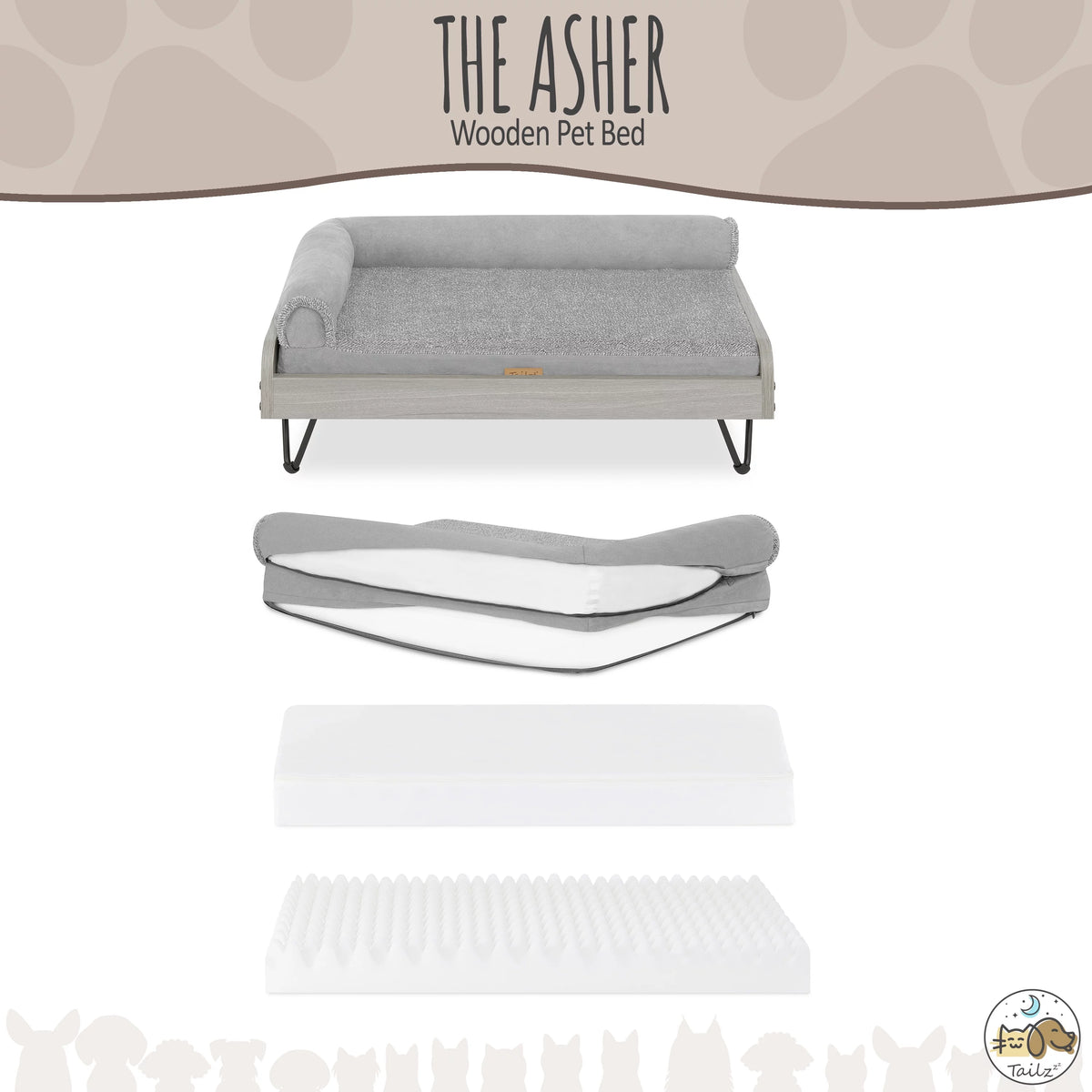 Wooden Pet Bed with Mattress B470888