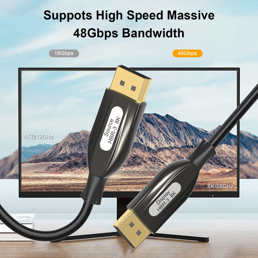 8K DisplayPort Fiber Optic Cable 33ft/10m, Braided S541