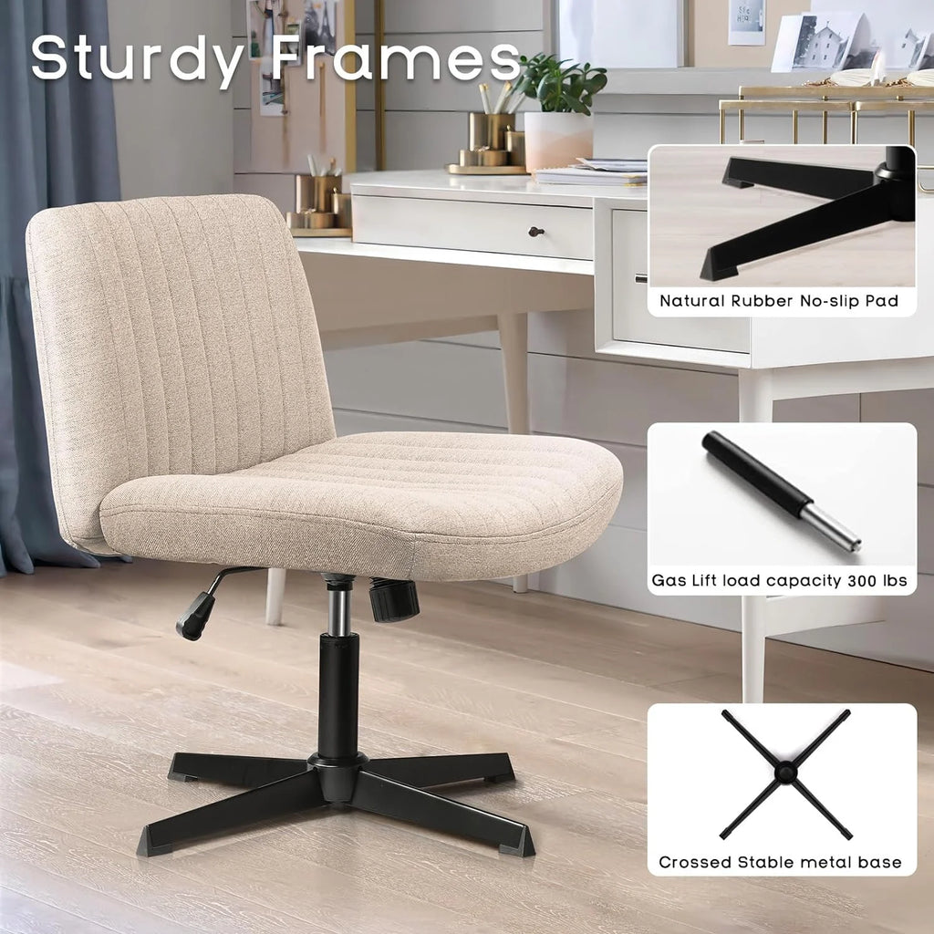 Armless Cross Legged Fabric Padded Swivel Height Adjustable Office Desk Chair F123213