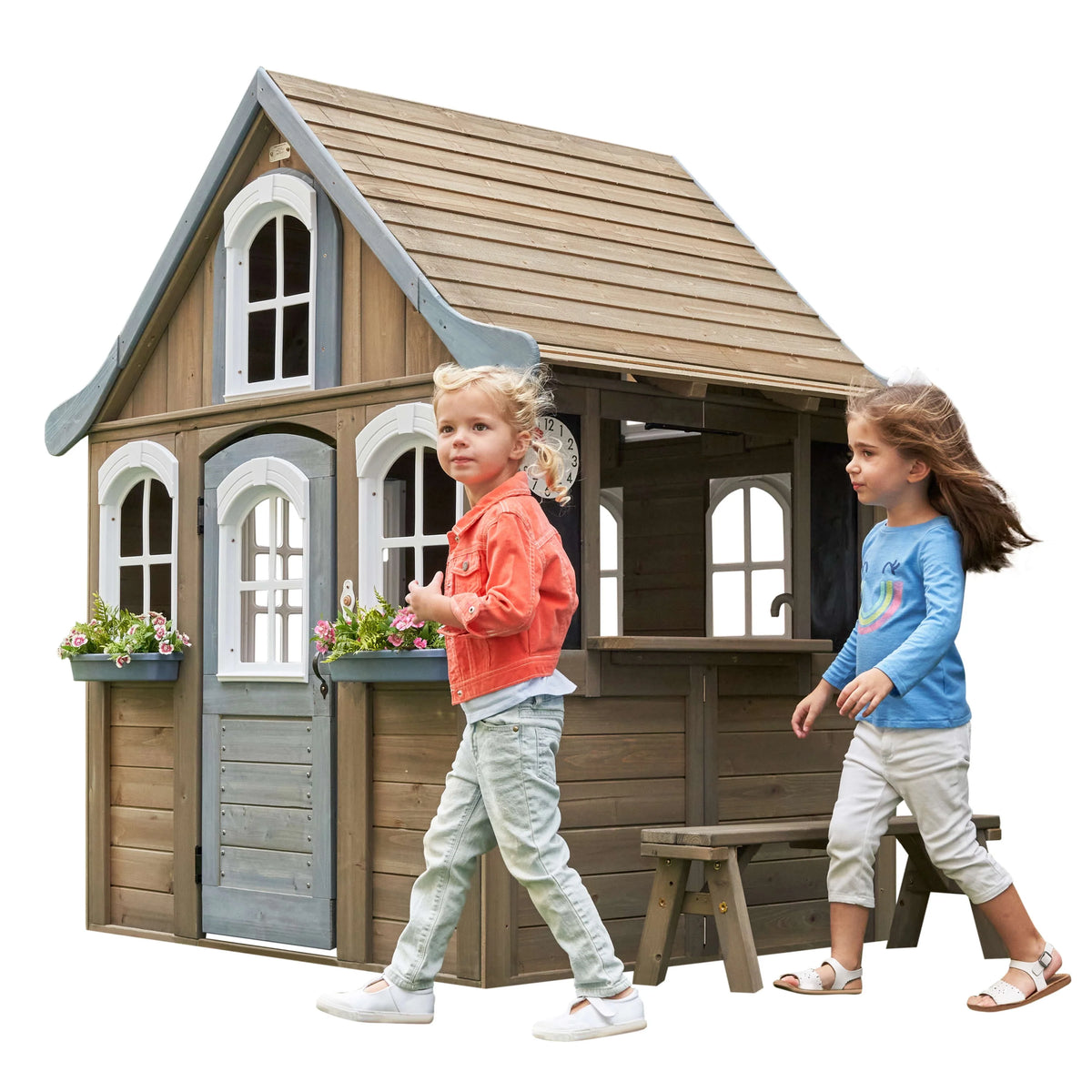 Wooden Outdoor Playhouse with Kitchen V377362