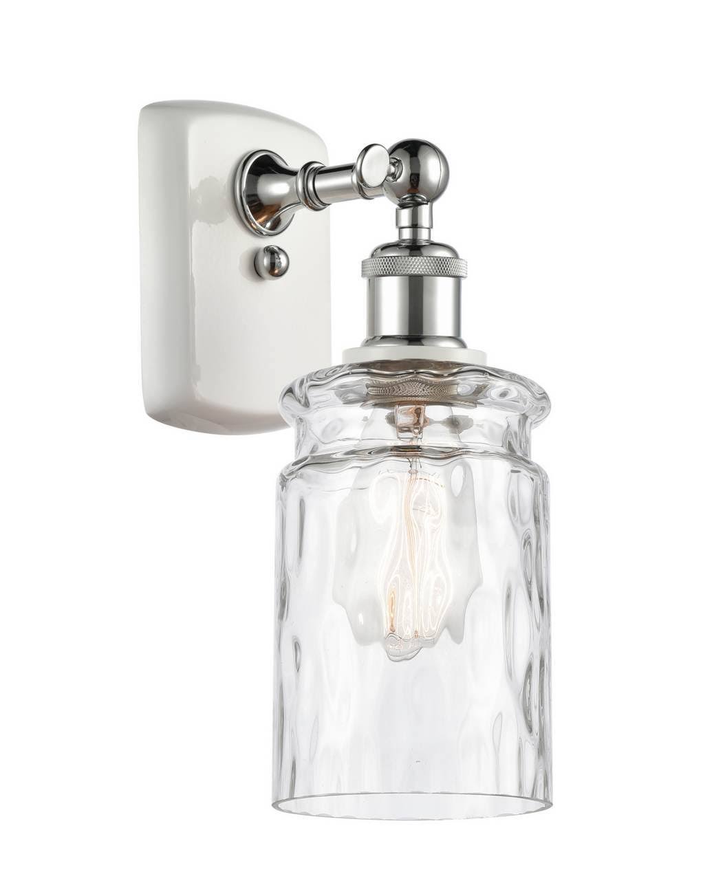 White and Polished Chrome 1 Light Sconce E9175