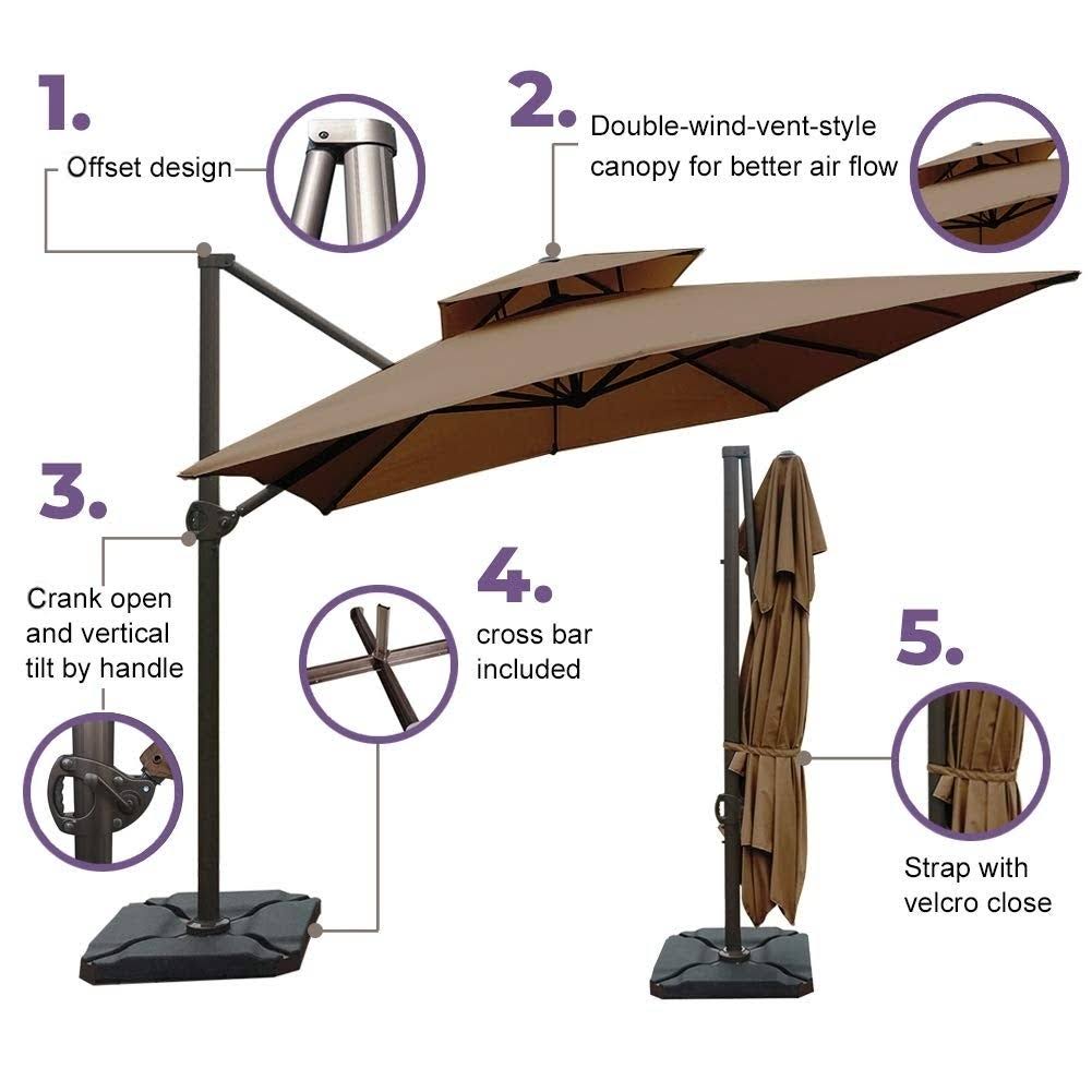 Brown Cantilever Umbrella with Cross Base H969838