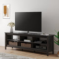 Black Wood TV Stand with 6 Open Shelves B15498