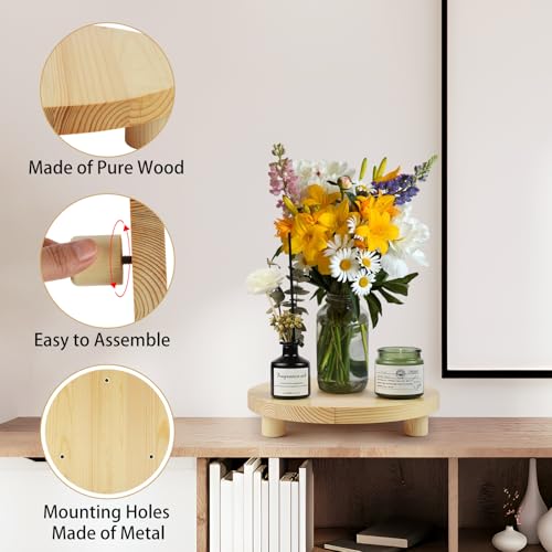 3PCS Round Brown Wooden Plant Stands J6760