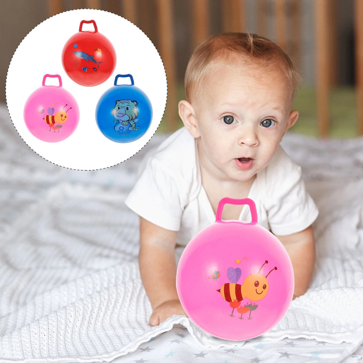 3Pcs Inflatable Hopper Balls with Handle L62486