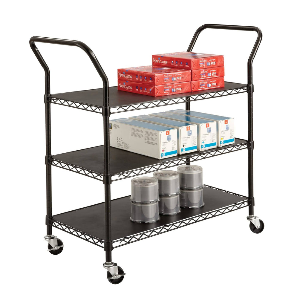Black 3 Shelf Steel Wire Utility Cart D5847
