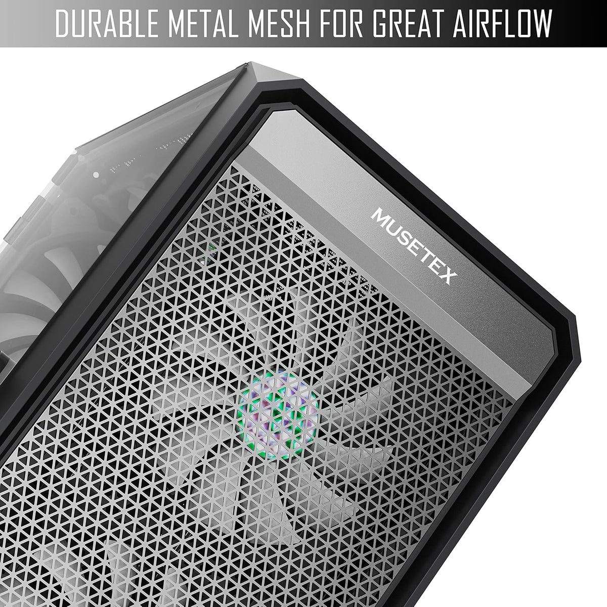 ATX PC Case with 6pcs ARGB Fans, Type-C Port, Mesh Front Panel, Tempered Glass Side Door M77591