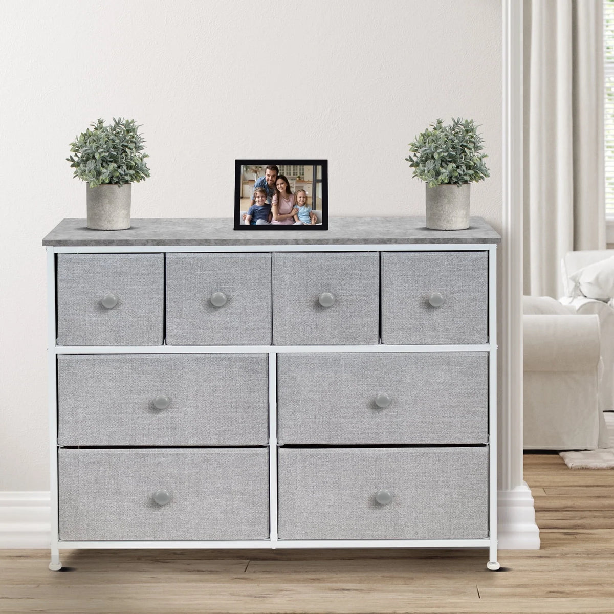 Black 8 Drawer Fabric Storage Dresser Q26619