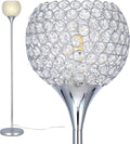 Spherical Crystal Floor Lamp, 1-Light Chrome Finish, E26 Base, LED Bulb Included W485