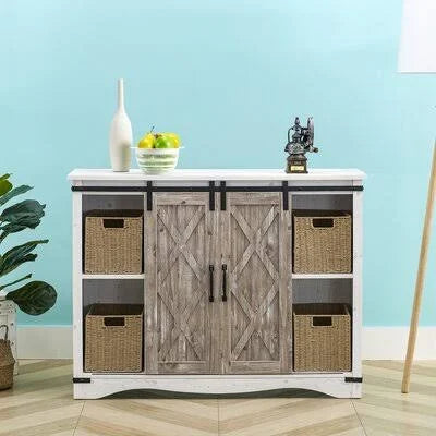 Natural/White 2 Door Accent Cabinet E53521