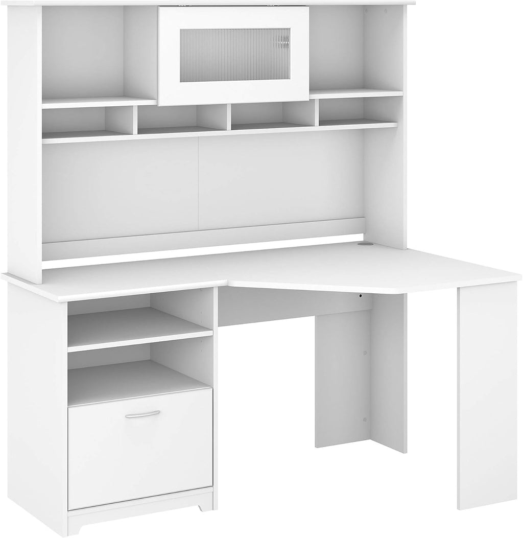 White Corner Desk with Hutch Q7330
