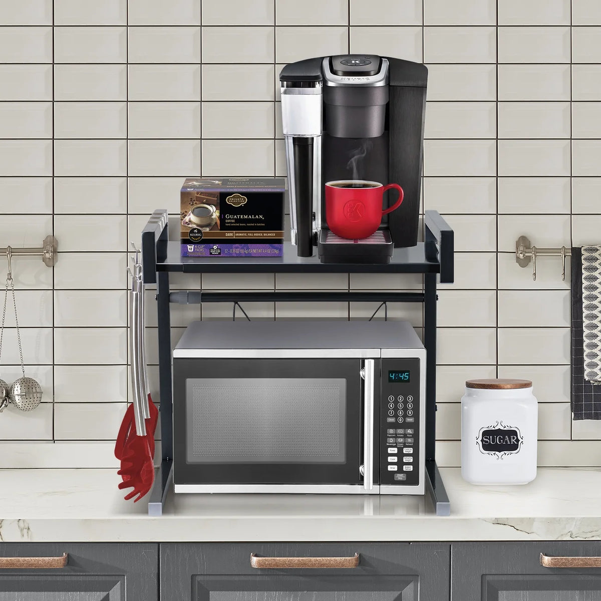 Expandable Microwave Oven Rack with Hooks Y3531