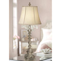 Crystal Antique White Candlestick Table Lamp with Beige Bell Shade H819787