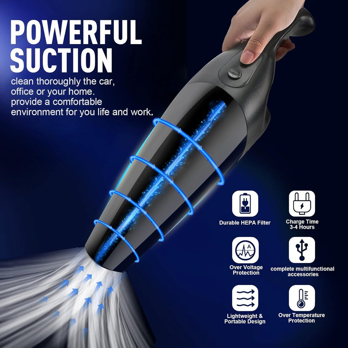 Black 7500Pa Portable Handheld Car Vacuum Pack of 2 A513857